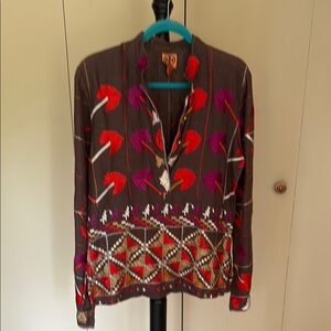 Tory Burch Brown linen top. Size 12